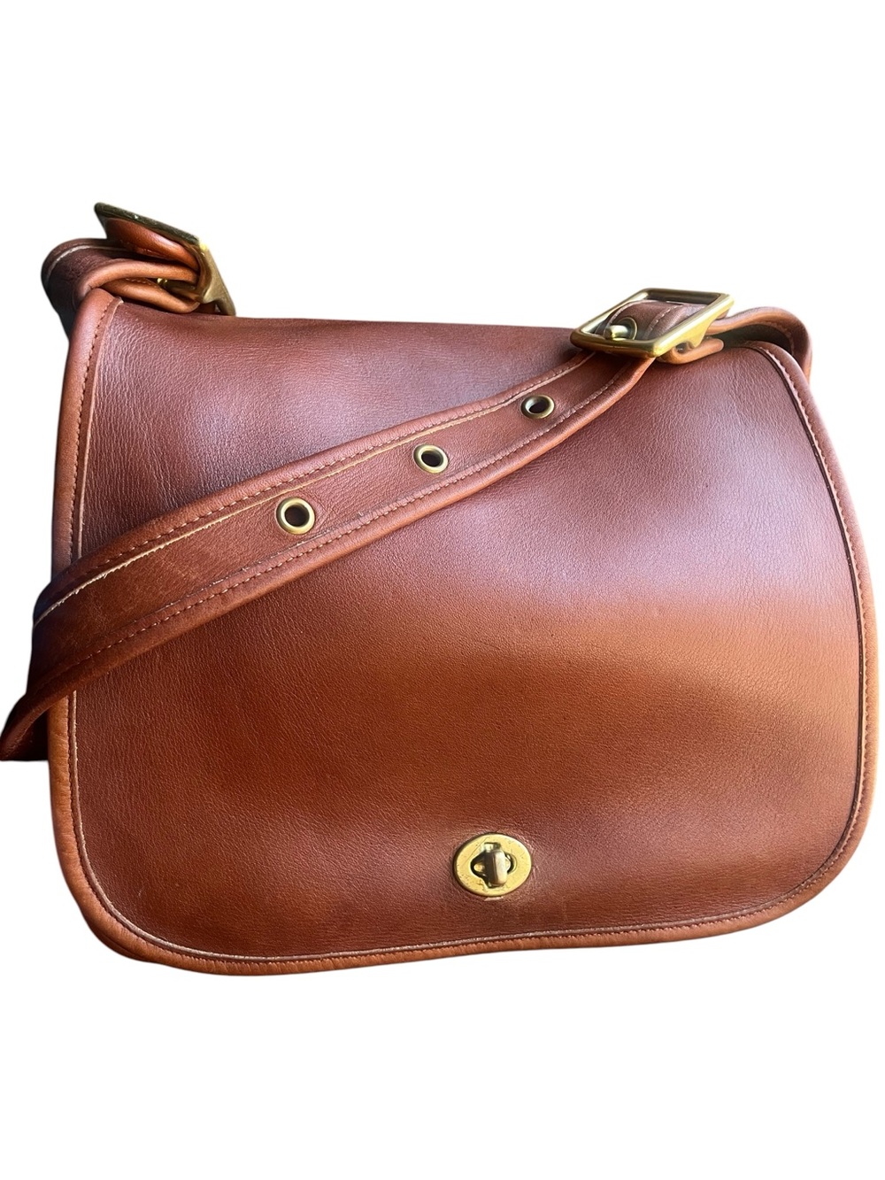Stewardess w/ Long 43” Strap British Tan Leather Vintage Coach Bag 9525